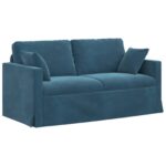 vidaXL Sada pohoviek 2 pcs Modrá 158 x 78 x 80 cm Zamat – Obrázok 5