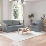 vidaXL Pohovka 140cm 2 pcs Svetlosivá Kov