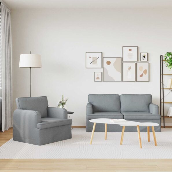 vidaXL Pohovka 140cm 2 pcs Svetlosivá Kov – Obrázok 3