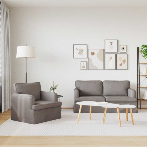 vidaXL Pohovka 140cm 2 pcs Sivohnedá Kov – Obrázok 3