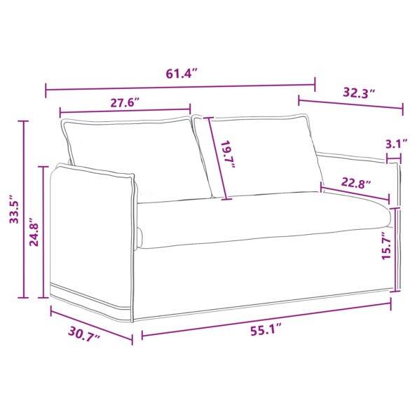 vidaXL Pohovka 140cm 2 pcs Tmavo šedá Kov – Obrázok 12