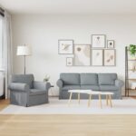 vidaXL Pohovka 2 pcs Svetlosivá Kov – Obrázok 3