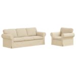 vidaXL Pohovka 2 pcs Krémová Kov – Obrázok 2