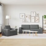 vidaXL Pohovka 2 pcs Tmavo šedá Kov – Obrázok 3