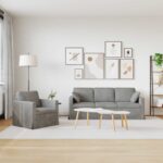 vidaXL Pohovka 2 pcs Svetlosivá – Obrázok 3