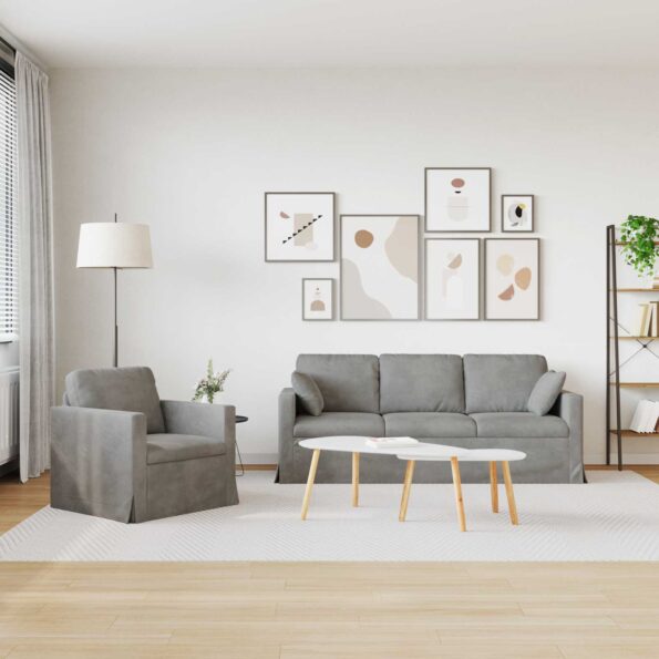 vidaXL Pohovka 2 pcs Svetlosivá – Obrázok 3