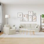 vidaXL Pohovka 2 pcs Krémová – Obrázok 3