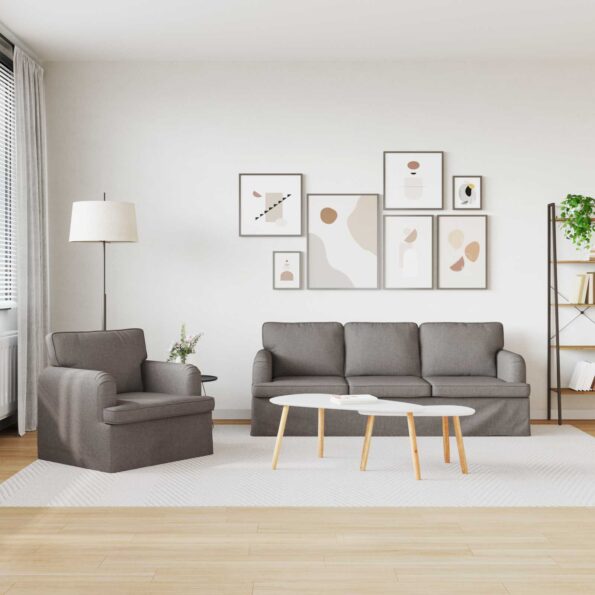 vidaXL Pohovka 180cm 2 pcs Sivohnedá Kov – Obrázok 3