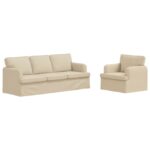 vidaXL Pohovka 180cm 2 pcs Krémová Kov – Obrázok 2