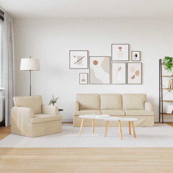 vidaXL Pohovka 180cm 2 pcs Krémová Kov – Obrázok 3