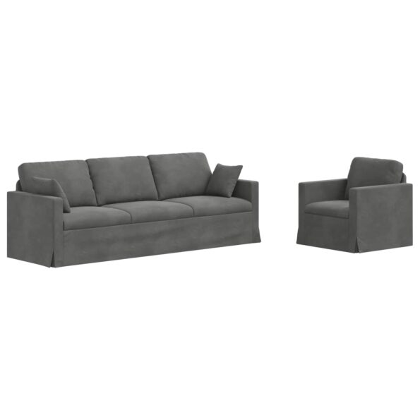 vidaXL Pohovka 2 pcs Tmavo šedá 228 x 78 x 80 cm Zamat – Obrázok 2