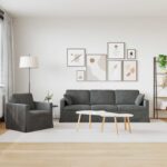 vidaXL Pohovka 2 pcs Tmavo šedá 228 x 78 x 80 cm Zamat – Obrázok 3