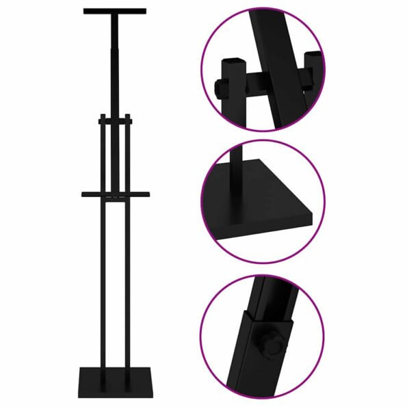 vidaXL Stánky na výstavy 2 pcs Čierna 26.5 x 26.5 x 127 cm Železo – Obrázok 7