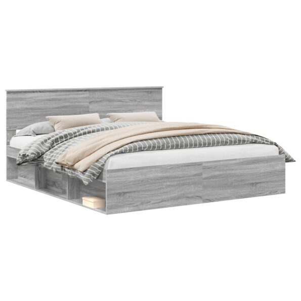 vidaXL Rám postele Sivý Sonoma 200 x 200 cm Kompozitné drevo – Obrázok 2