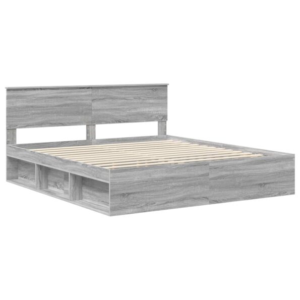 vidaXL Rám postele Sivý Sonoma 200 x 200 cm Kompozitné drevo – Obrázok 4
