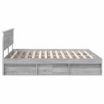 vidaXL Rám postele Sivý Sonoma 200 x 200 cm Kompozitné drevo – Obrázok 8