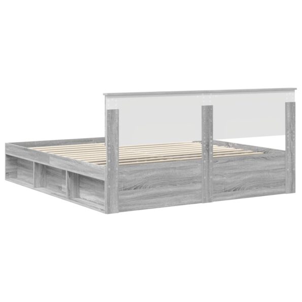 vidaXL Rám postele Sivý Sonoma 200 x 200 cm Kompozitné drevo – Obrázok 9