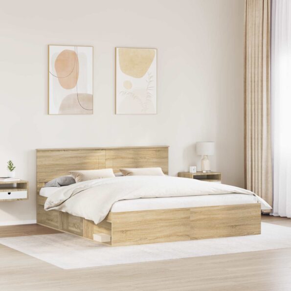 vidaXL Rám postele Sonoma 180 x 200 cm Kompozitné drevo – Obrázok 3