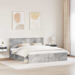vidaXL Rám postele Betónová 180 x 200 cm Kompozitné drevo – Obrázok 3