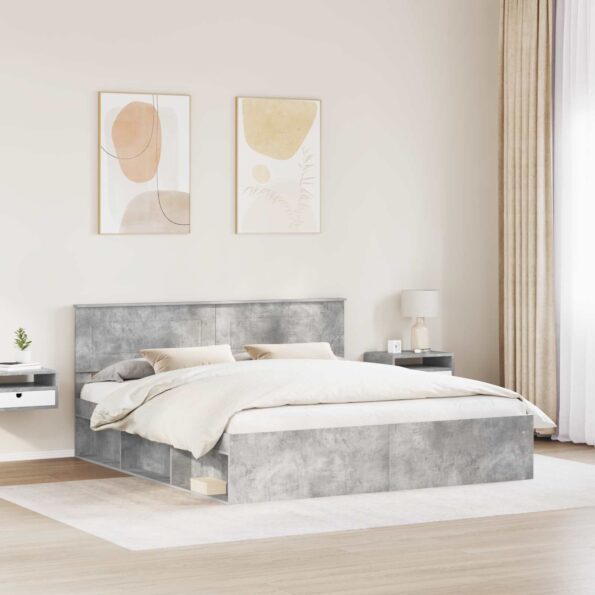 vidaXL Rám postele Betónová 180 x 200 cm Kompozitné drevo – Obrázok 3