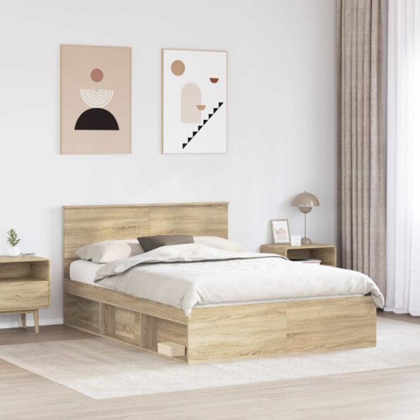 vidaXL Rám postele Sonoma 160 x 200 cm Kompozitné drevo – Obrázok 3