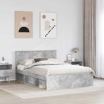 vidaXL Rám postele Betónová 160 x 200 cm Kompozitné drevo – Obrázok 3
