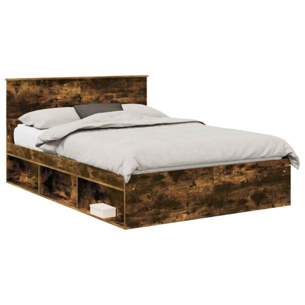 vidaXL Rám postele Dymová dub 160 x 200 cm Kompozitné drevo – Obrázok 2