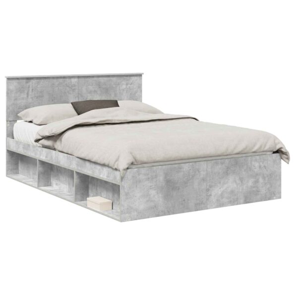 vidaXL Rám postele Betónová šedá 150 x 200 cm Kompozitné drevo – Obrázok 2