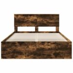 vidaXL Rám postele Dymová dub 150 x 200 cm Kompozitné drevo – Obrázok 7