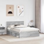 vidaXL Rám postele Sivý Sonoma 150 x 200 cm Kompozitné drevo – Obrázok 3