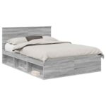 vidaXL Rám postele Sivý Sonoma 140 x 190 cm Kompozitné drevo – Obrázok 2