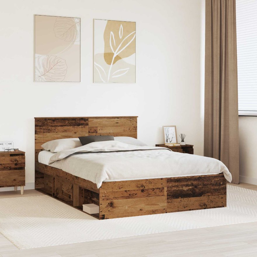 3407875_1.jpg vidaXL Rám postele Staré drevo 140 x 190 cm Kompozitné drevo – Obrázok 1