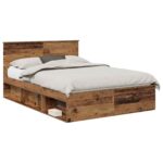 vidaXL Rám postele Staré drevo 140 x 190 cm Kompozitné drevo – Obrázok 2