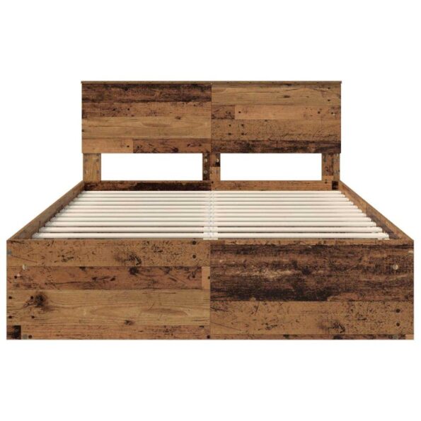 vidaXL Rám postele Staré drevo 140 x 190 cm Kompozitné drevo – Obrázok 7
