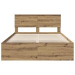 vidaXL Rám postele Remeselnícky dub 140 x 190 cm Kompozitné drevo – Obrázok 7