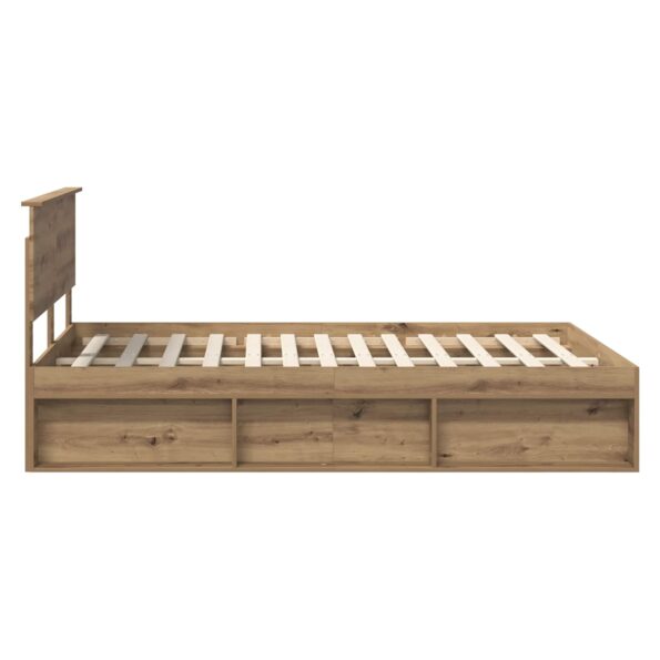 vidaXL Rám postele Remeselnícky dub 140 x 190 cm Kompozitné drevo – Obrázok 8