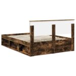 vidaXL Rám postele Dymová dub 140 x 200 cm Kompozitné drevo – Obrázok 9