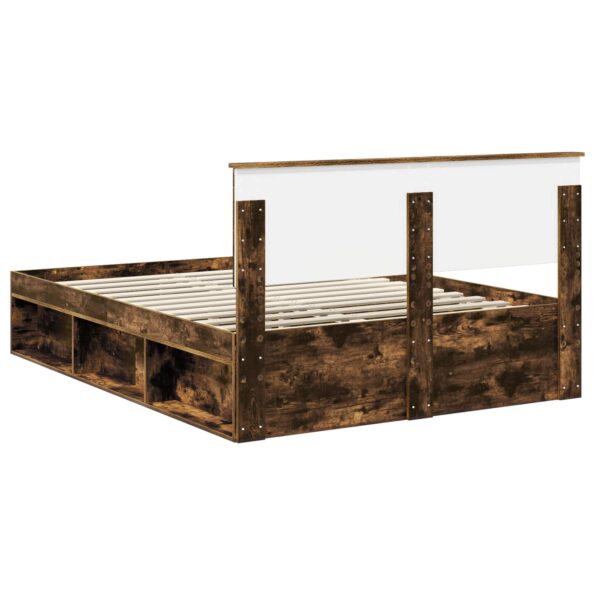 vidaXL Rám postele Dymová dub 140 x 200 cm Kompozitné drevo – Obrázok 9