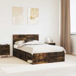 vidaXL Rám postele Dymová dub 135 x 190 cm Kompozitné drevo