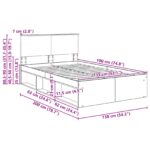 vidaXL Rám postele Dymová dub 135 x 190 cm Kompozitné drevo – Obrázok 13