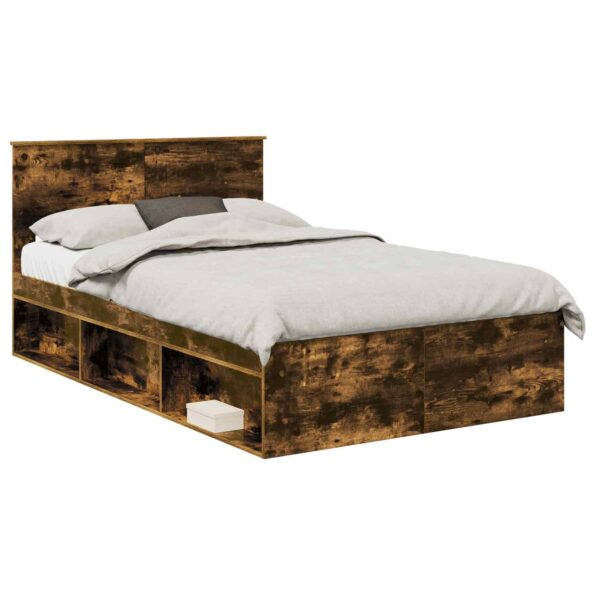 vidaXL Rám postele Dymová dub 135 x 190 cm Kompozitné drevo – Obrázok 2
