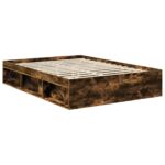 vidaXL Rám postele Dymová dub 135 x 190 cm Kompozitné drevo – Obrázok 5