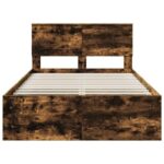 vidaXL Rám postele Dymová dub 135 x 190 cm Kompozitné drevo – Obrázok 7