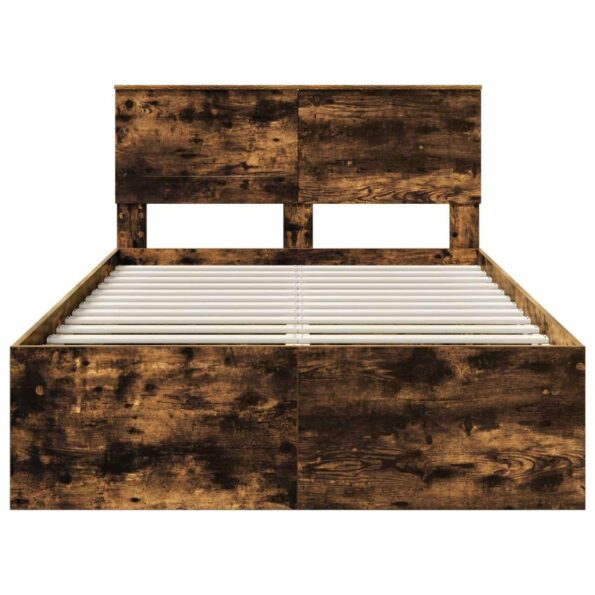 vidaXL Rám postele Dymová dub 135 x 190 cm Kompozitné drevo – Obrázok 7