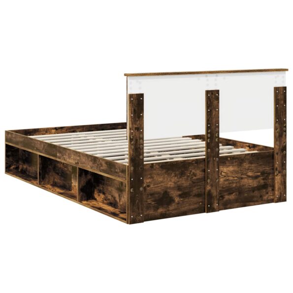 vidaXL Rám postele Dymová dub 135 x 190 cm Kompozitné drevo – Obrázok 9