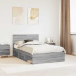 vidaXL Rám postele Sivý Sonoma 135 x 190 cm Kompozitné drevo