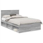 vidaXL Rám postele Sivý Sonoma 135 x 190 cm Kompozitné drevo – Obrázok 2