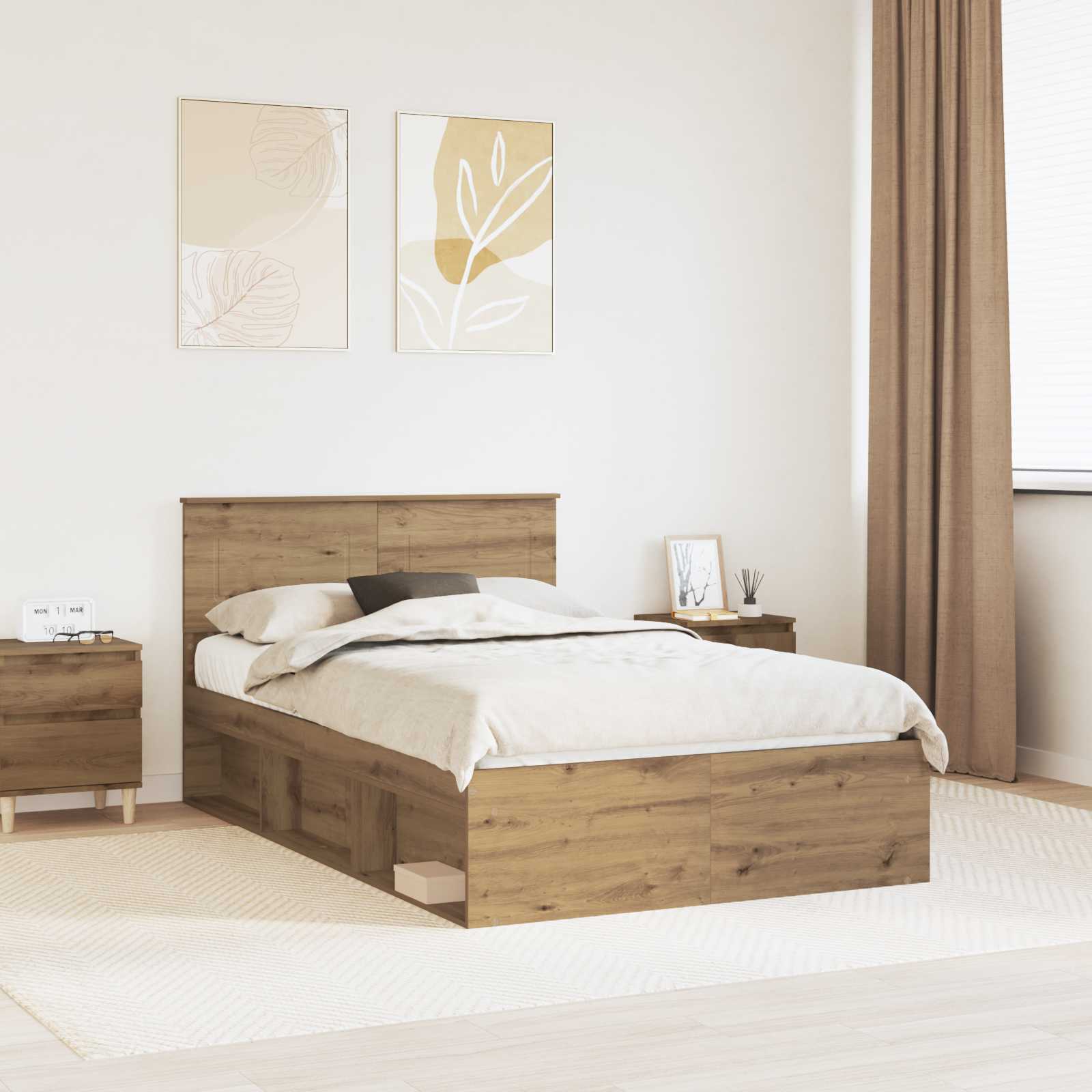 3407894_1.jpg vidaXL Rám postele Remeselnícky dub 135 x 190 cm Kompozitné drevo – Obrázok 1