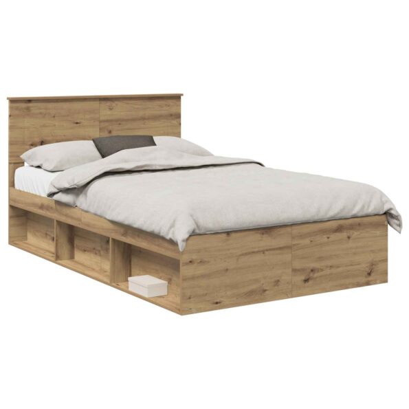 vidaXL Rám postele Remeselnícky dub 135 x 190 cm Kompozitné drevo – Obrázok 2