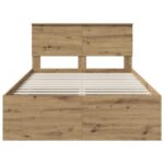 vidaXL Rám postele Remeselnícky dub 135 x 190 cm Kompozitné drevo – Obrázok 7